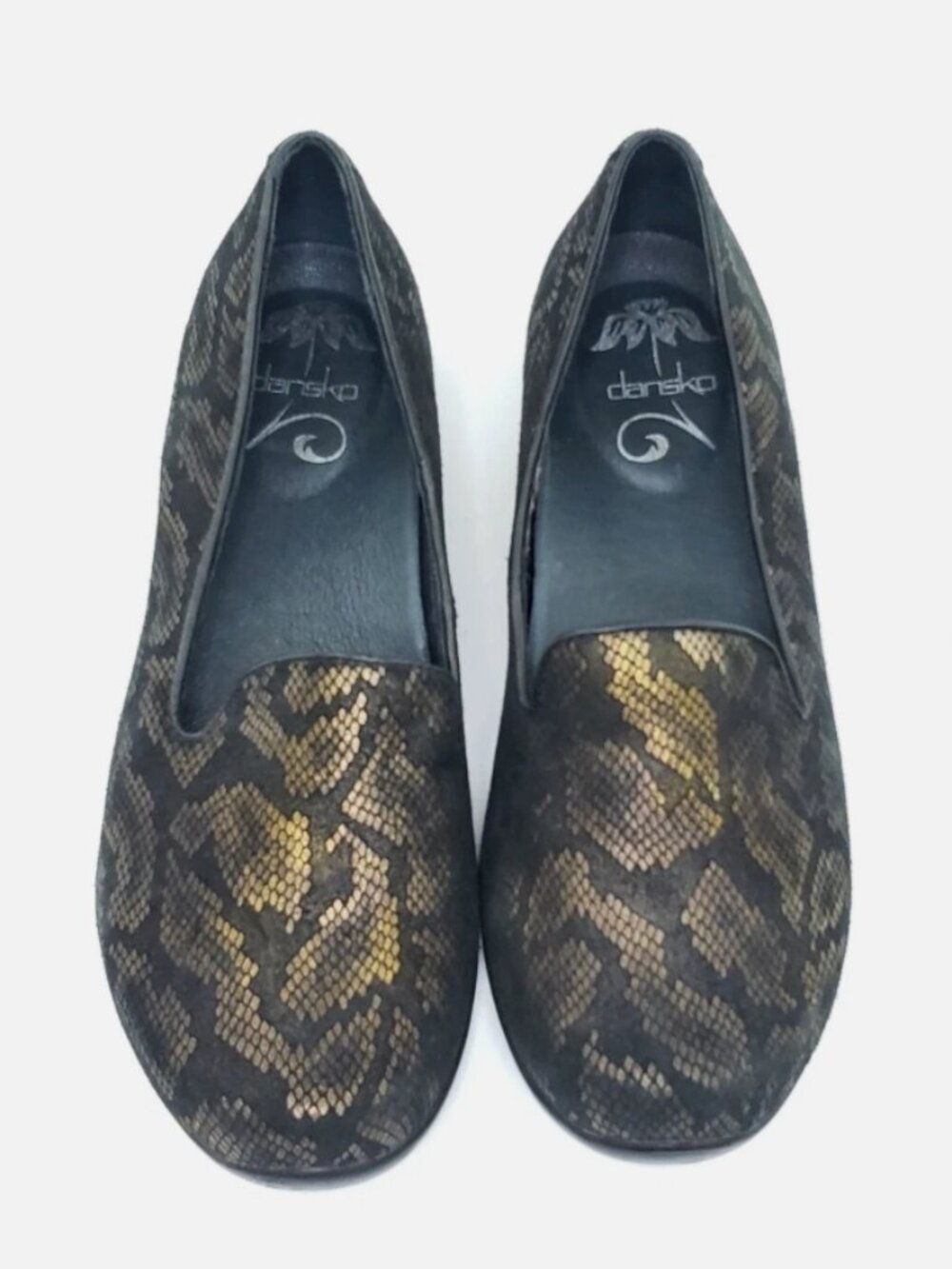 Dansko Olivia Snake Leather Bronze shoes